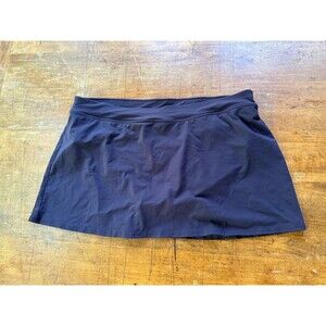 Lands’ End Women’s Black Swim Skirt Attached Brief Size 18 Nylon Blend READ